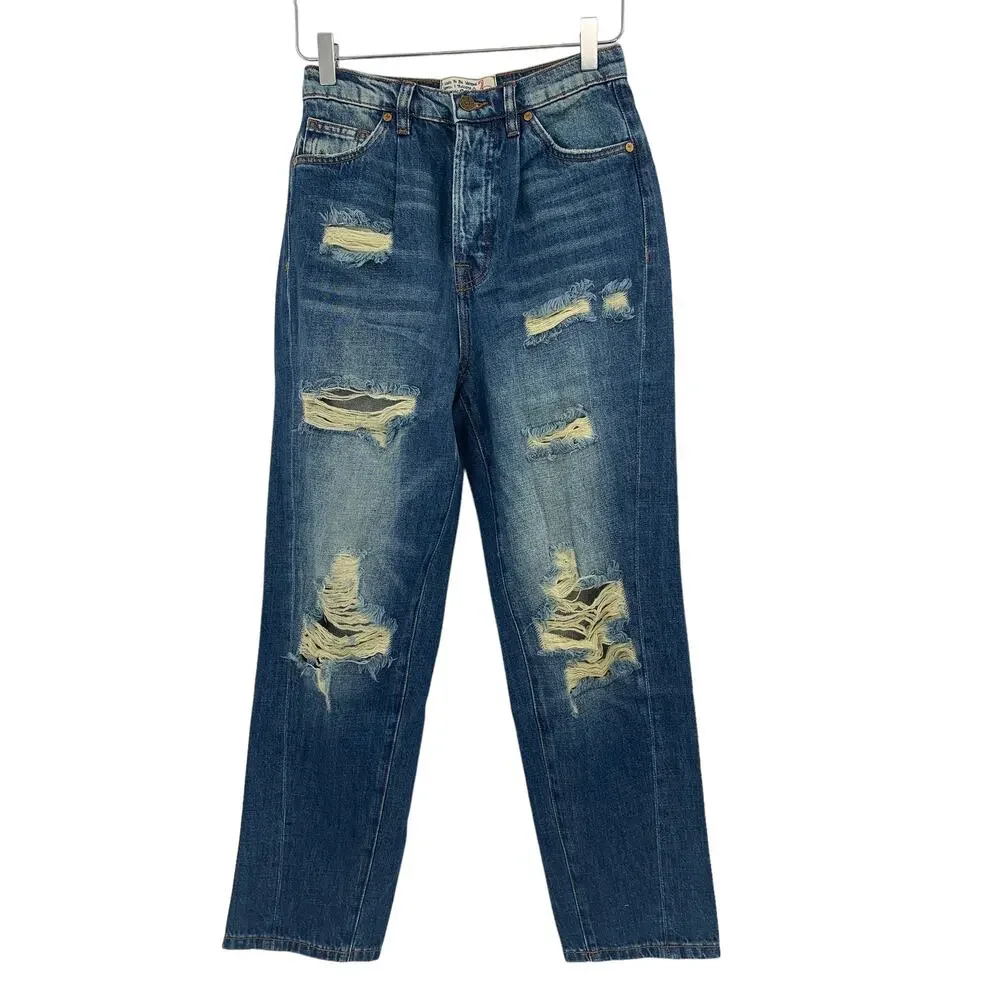 FREE PEOPLE Sandrine Rose Straight Leg Jeans Size 24 Blue Denim New $176